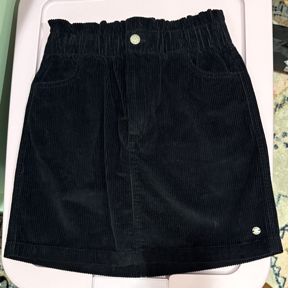 Roxy Black Corduroy Mini Skirt with Elastic Waist
